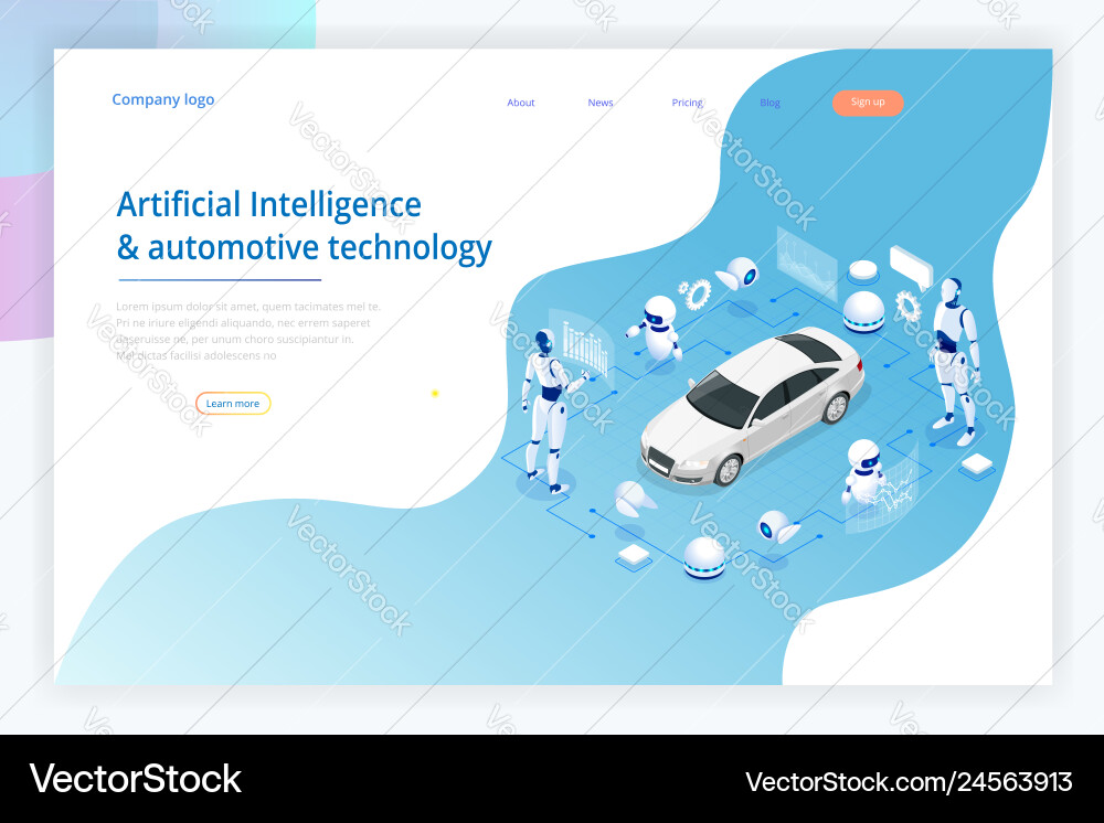 Isometric cybernetic robots works with a virtual vector image