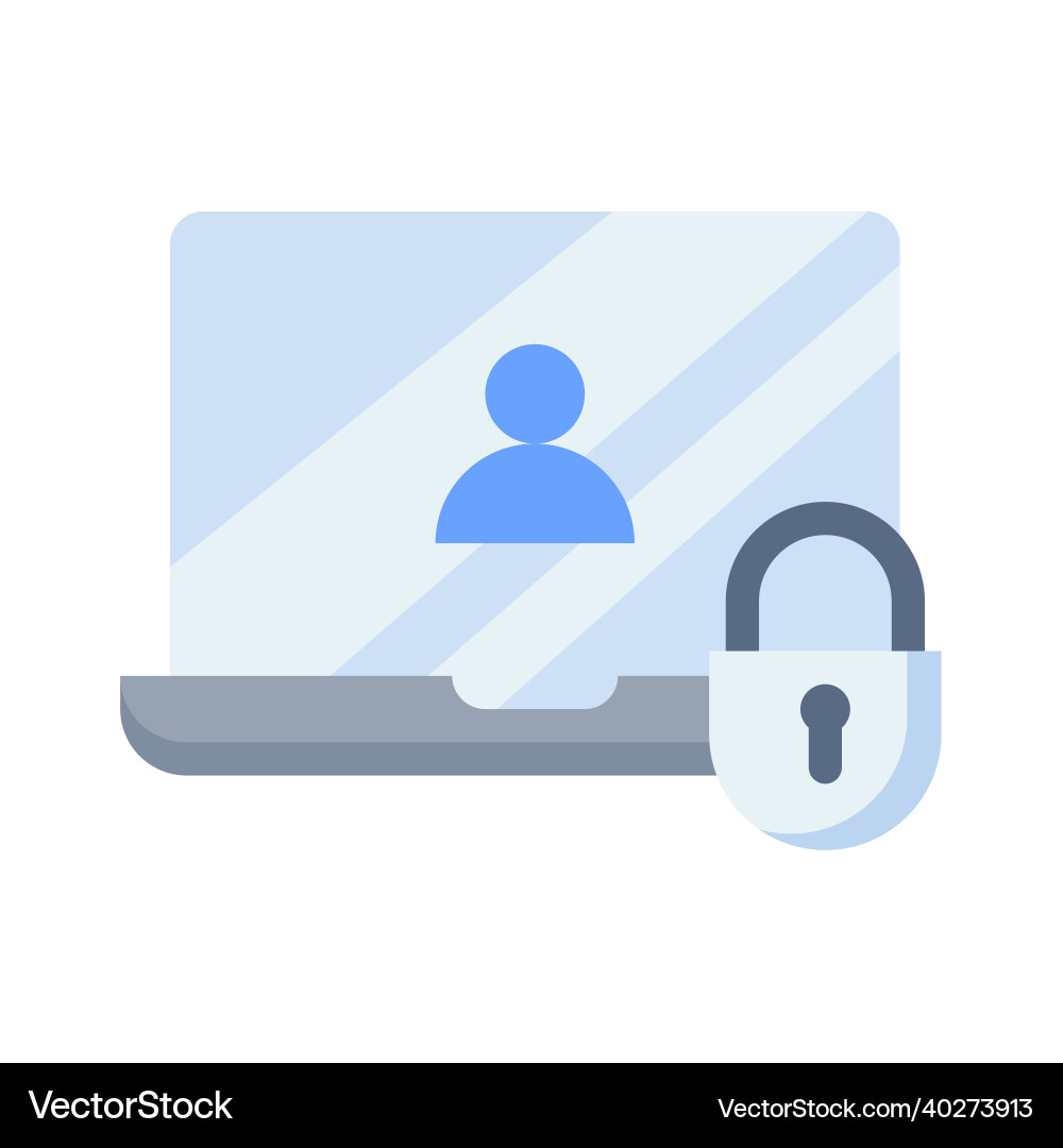 Laptop security user data protection single Laptop security user data protection single vector image