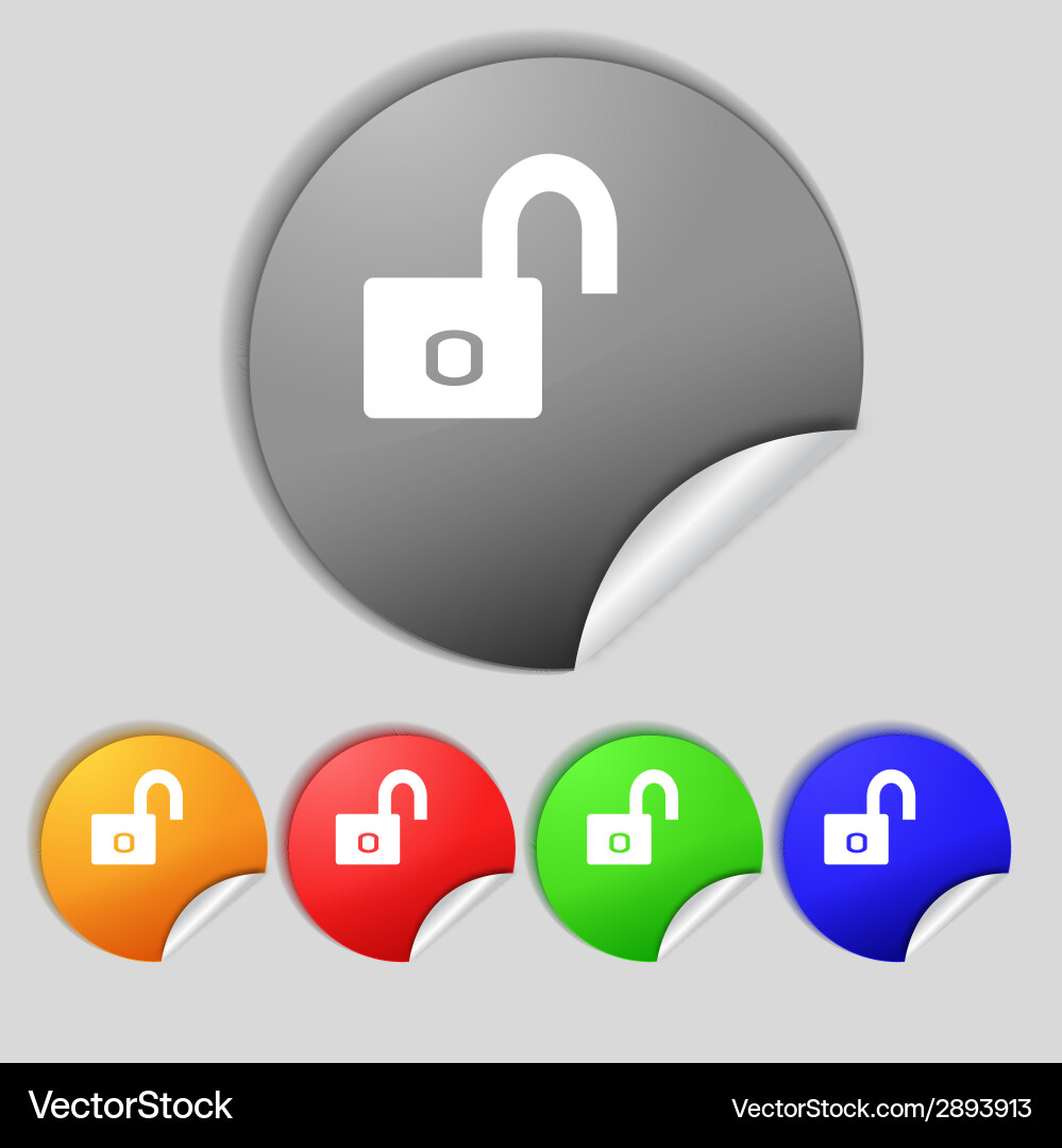 Lock sign icon locker symbol set color buttons vector image