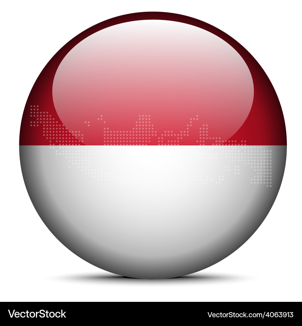 Map with dot pattern on flag button of indonesia Vector Image