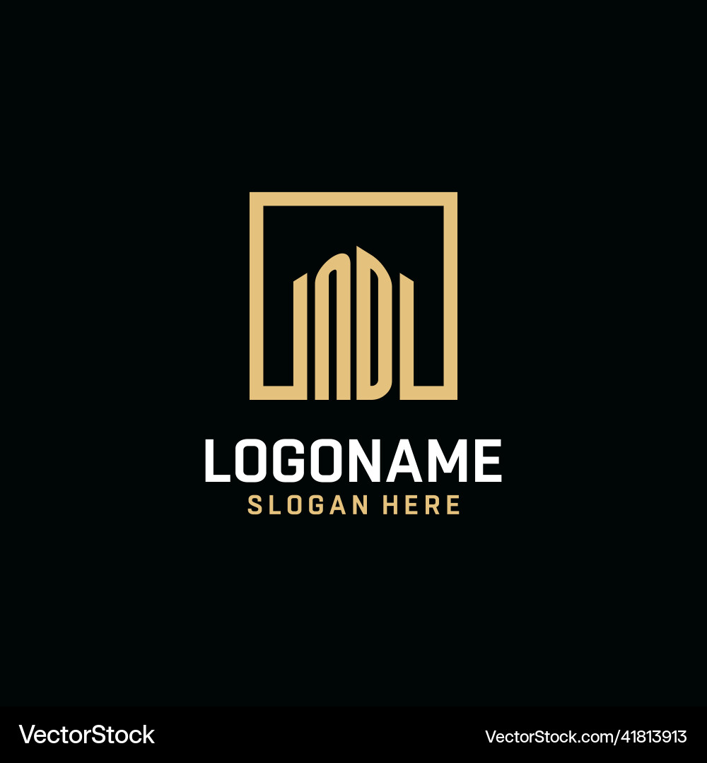 Nd initial monogram logo design with square shape Nd initial monogram logo design with square shape Vector Image