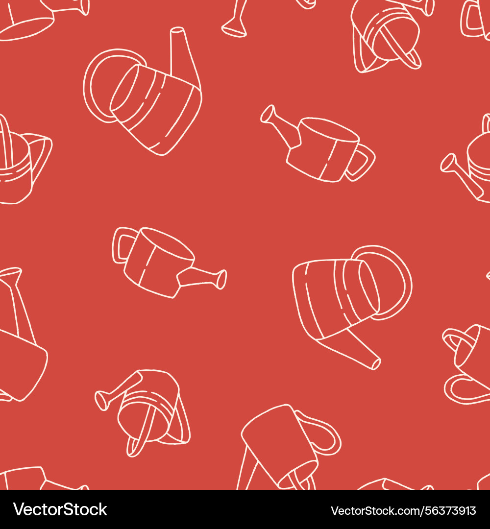 Outline watering can seamless pattern background Outline watering can seamless pattern background vector image