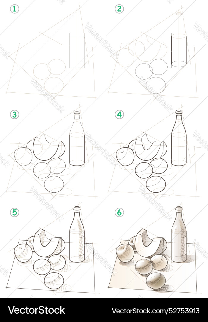 Page shows how to learn step by draw Page shows how to learn step by draw vector image