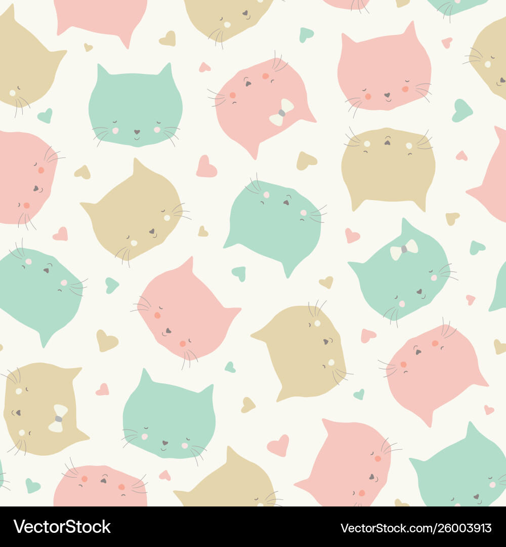 Seamless repeat pattern sweet cat faces Seamless repeat pattern sweet cat faces vector image