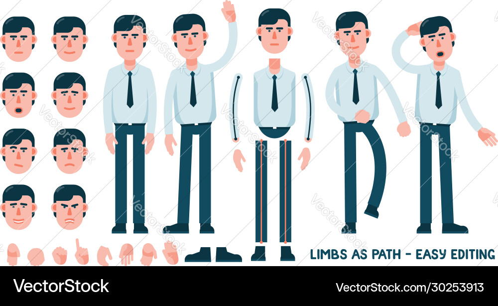 Set for designing an office worker character Set for designing an office worker character vector image