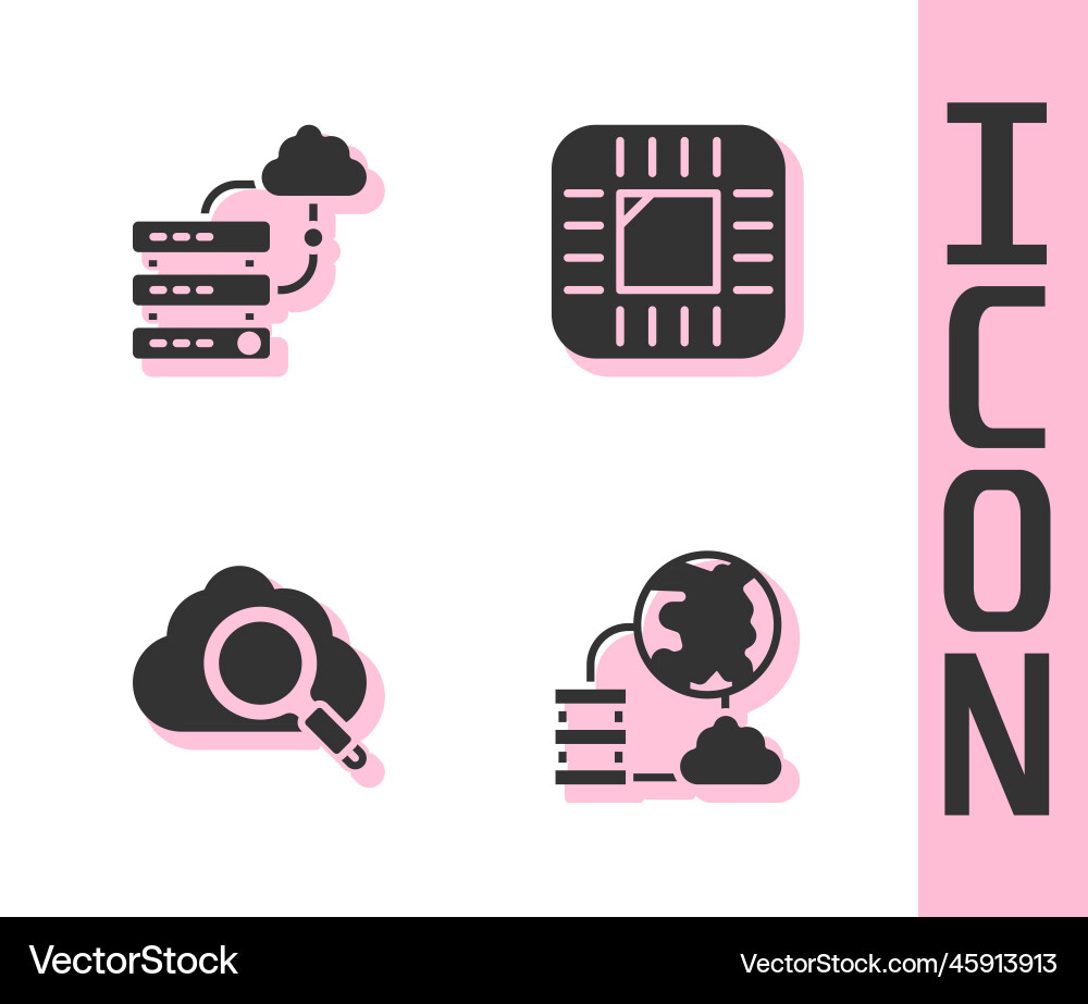 Set network cloud connection search computing Vector Image