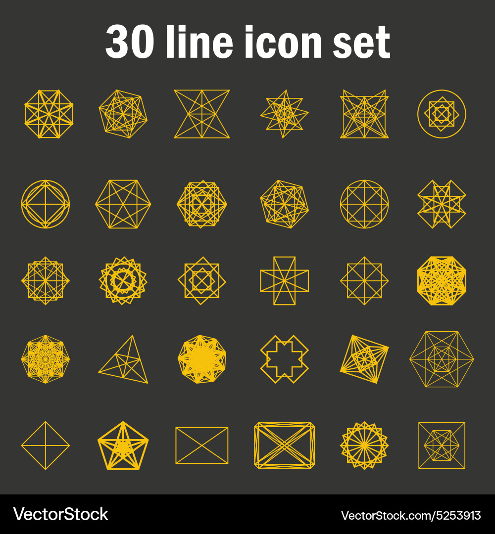 Set of thirty angular abstract icons Vector Image