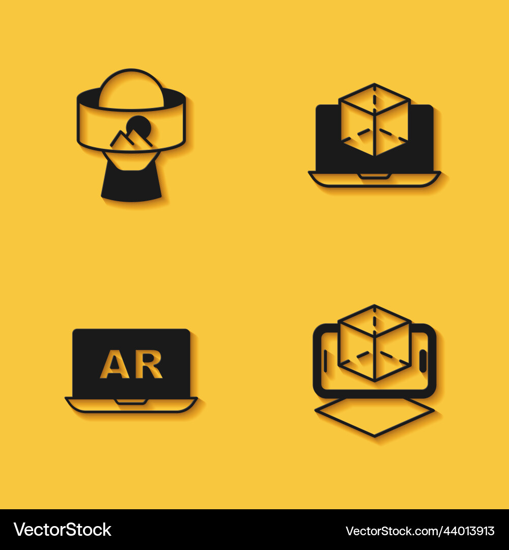 Set virtual reality glasses 3d modeling augmented Vector Image