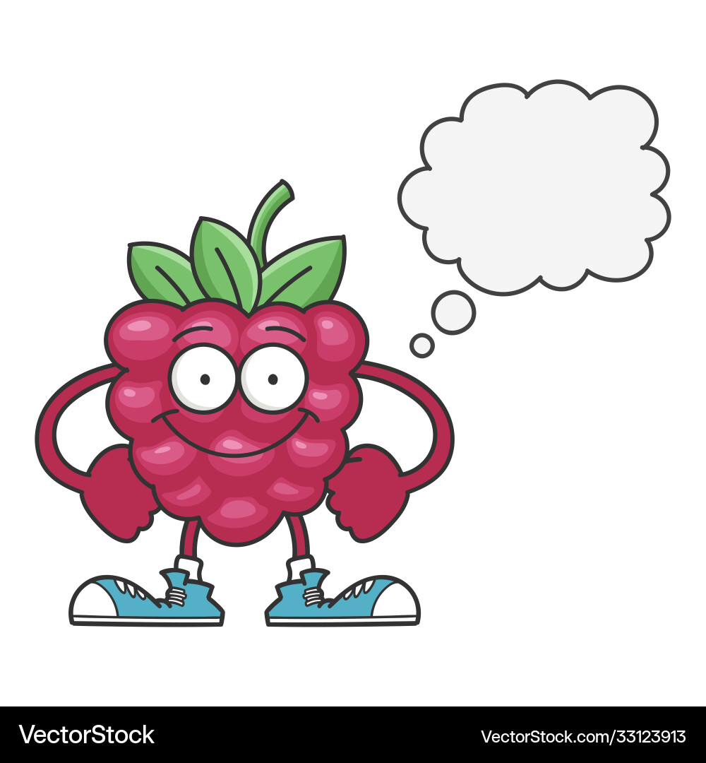 Smiling raspberry fruit cartoon character isolated Vector Image