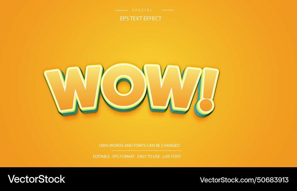 Text style 3d effect wow bold mockup Text style 3d effect wow bold mockup Vector Image