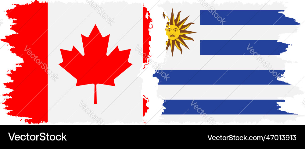 Uruguay and canada grunge flags connection Uruguay and canada grunge flags connection vector image