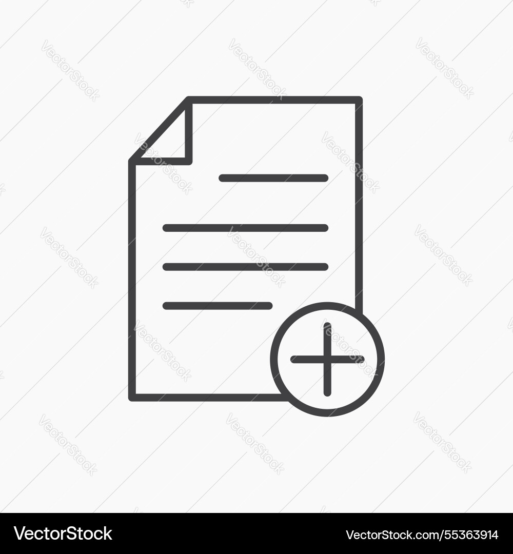 Add document icon isolated in black line Vector Image
