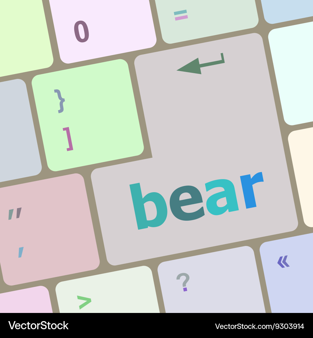 Bear word on keyboard key notebook computer Vector Image
