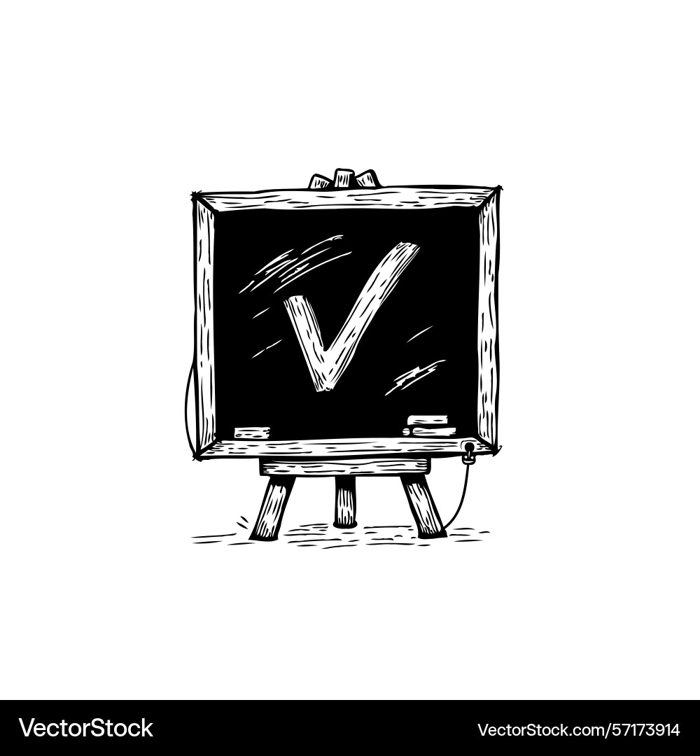 Chalkboard with check mark in sketch style Vector Image