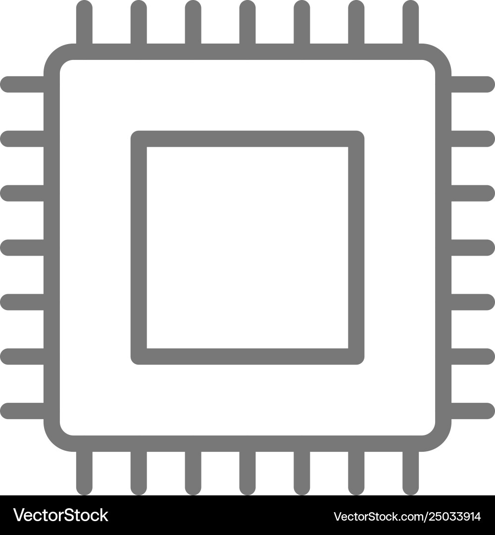 Cpu microprocessor computer chip line icon Cpu microprocessor computer chip line icon vector image