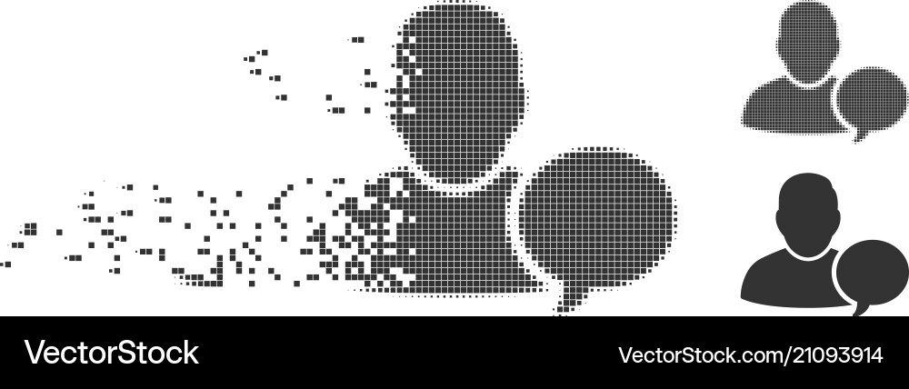 Dust pixel halftone user hint balloon icon Vector Image