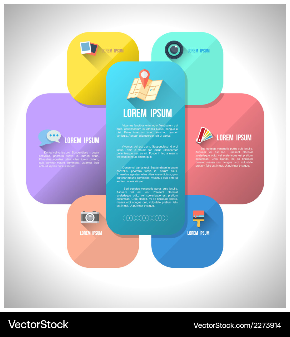 Flat Icons Group with Rounded Rectangle vector image