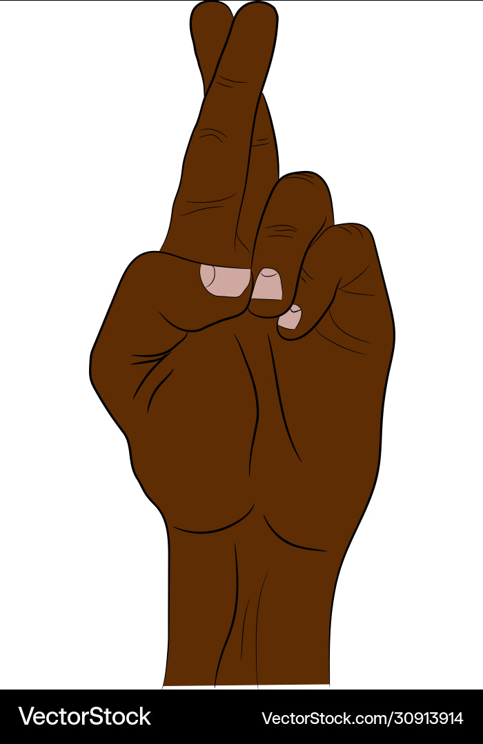 Isolated hand with crossed index and middle Isolated hand with crossed index and middle vector image