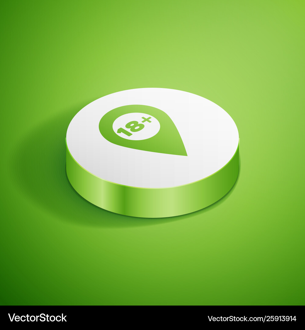 Isometric map pointer with 18 plus icon isolated Isometric map pointer with 18 plus icon isolated Vector Image