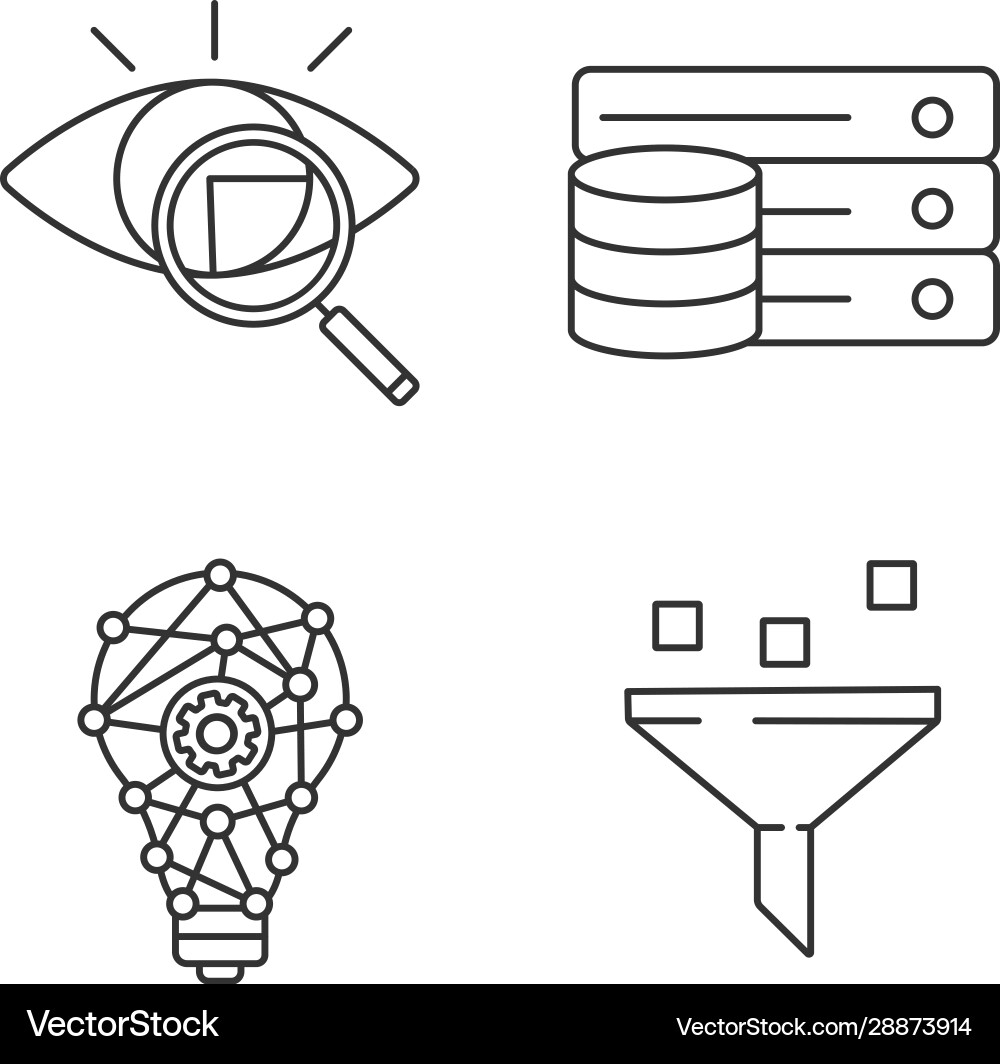Machine learning linear icons set Machine learning linear icons set vector image