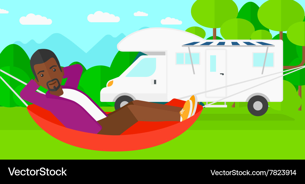 Man lying in hammock vector image