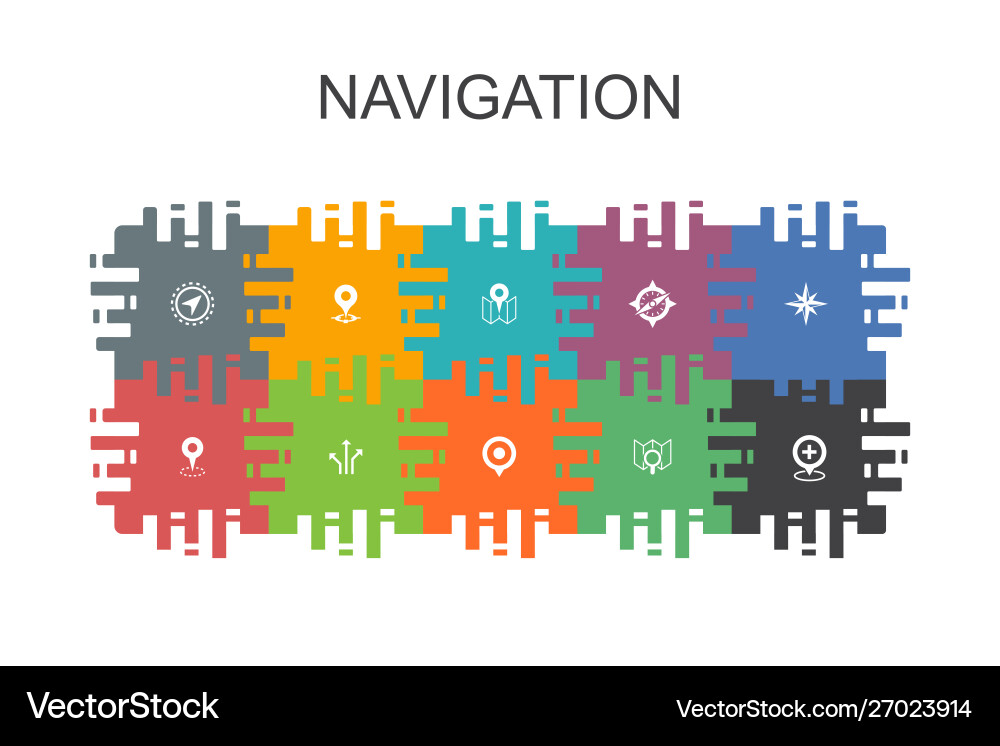 Navigation cartoon template with flat elements vector image