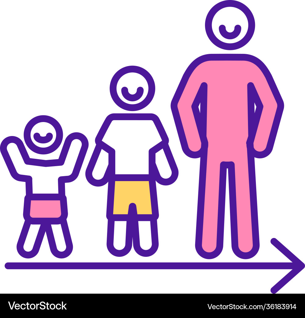 Person growing up rgb color icon Royalty Free Vector Image