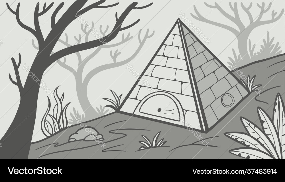 Pyramid-like structure in sparse desert Vector Image