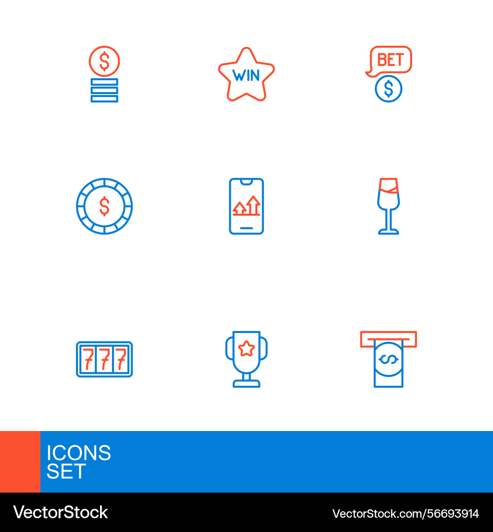Set line automated teller machine and money Vector Image