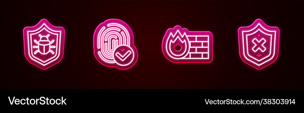 Set line system bug fingerprint firewall Set line system bug fingerprint firewall Vector Image