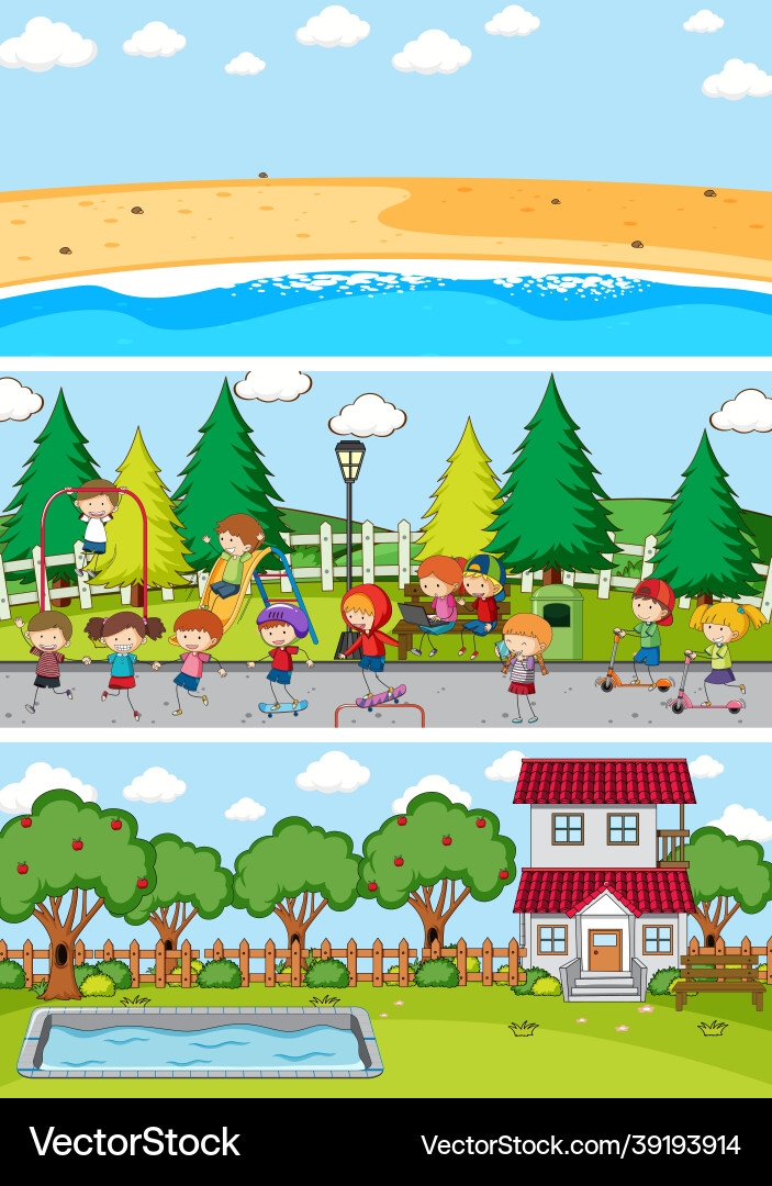 Set of different horizontal scenes background Set of different horizontal scenes background vector image