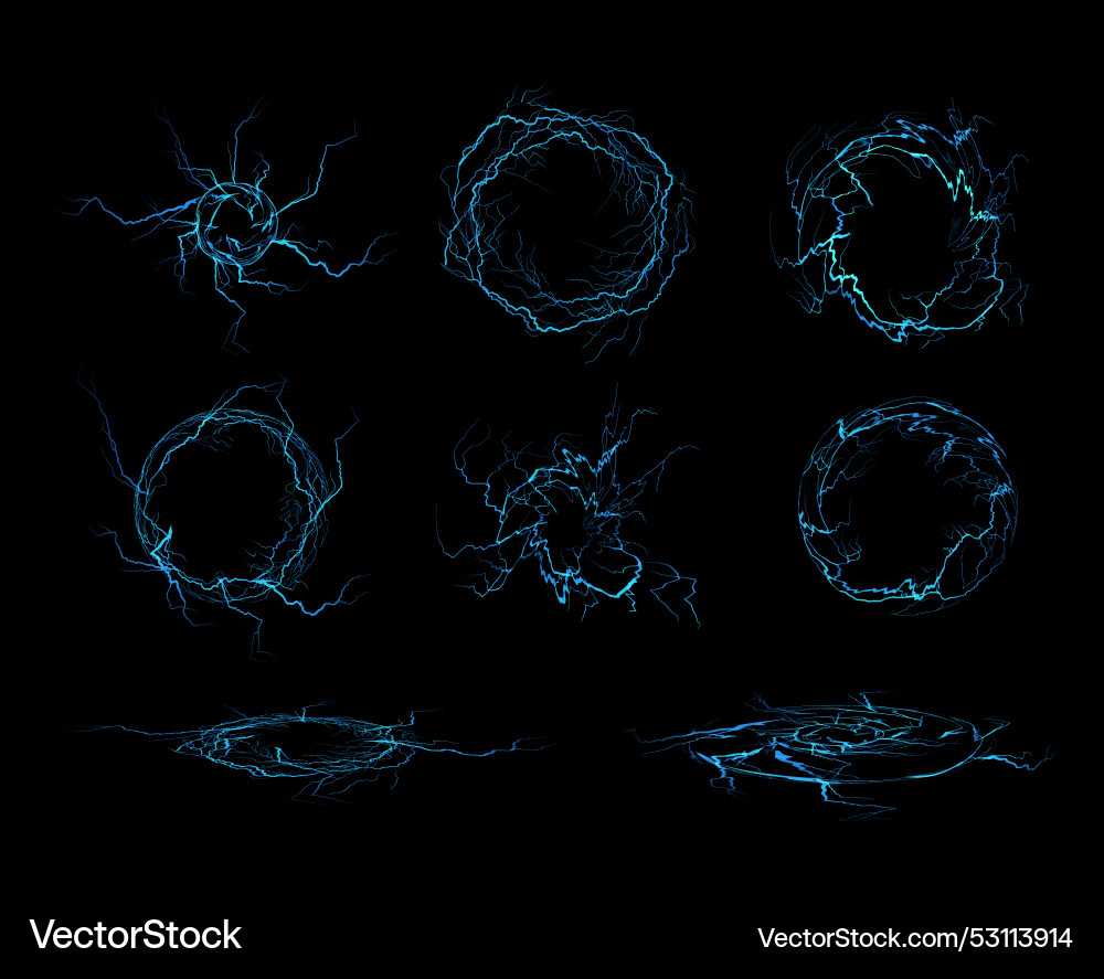 Set of glowing round lightning frames vector image