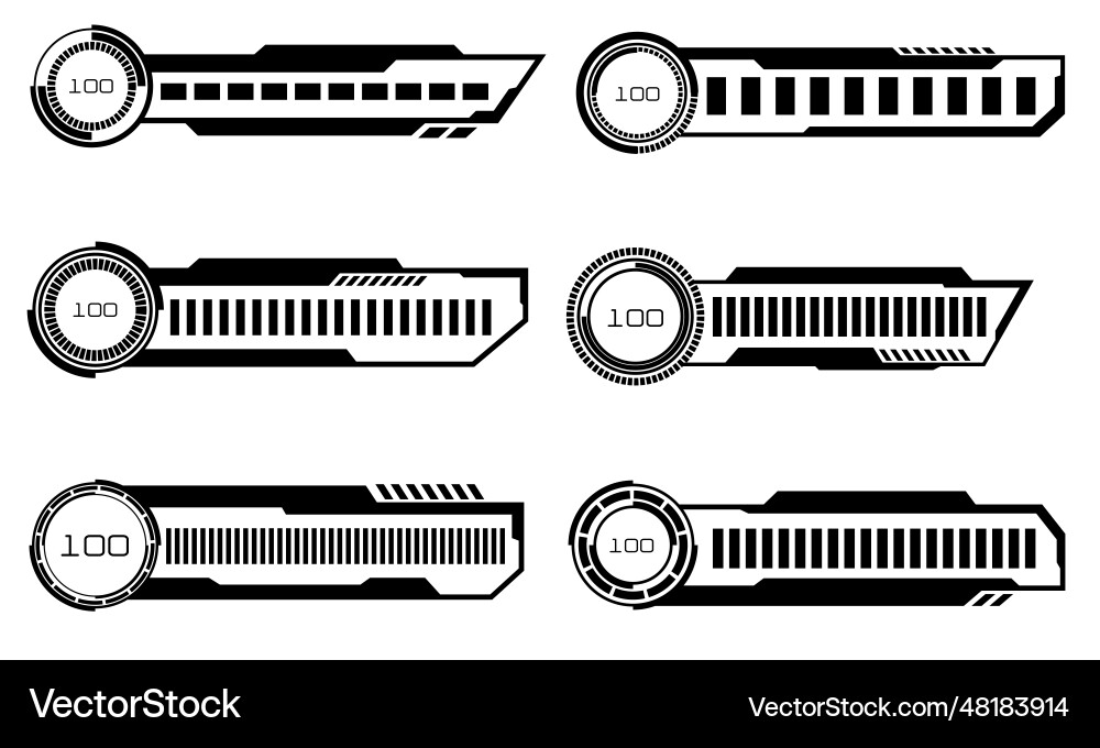 Set of hud modern loading progress bars user Set of hud modern loading progress bars user vector image