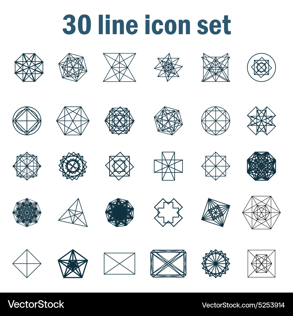 Set of thirty angular abstract icons Vector Image