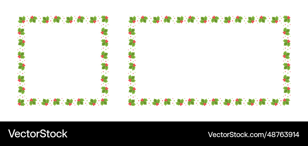 Square and rectangle mistletoe frame set Square and rectangle mistletoe frame set vector image