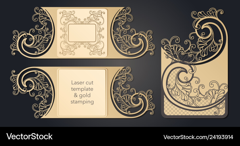 Template for laser cutting openwork layout Vector Image