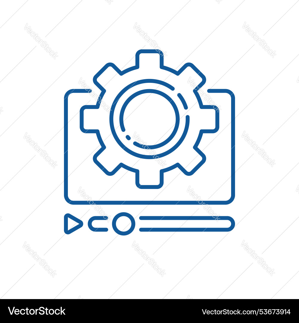 Thin line player with cog like video configuration Thin line player with cog like video configuration vector image