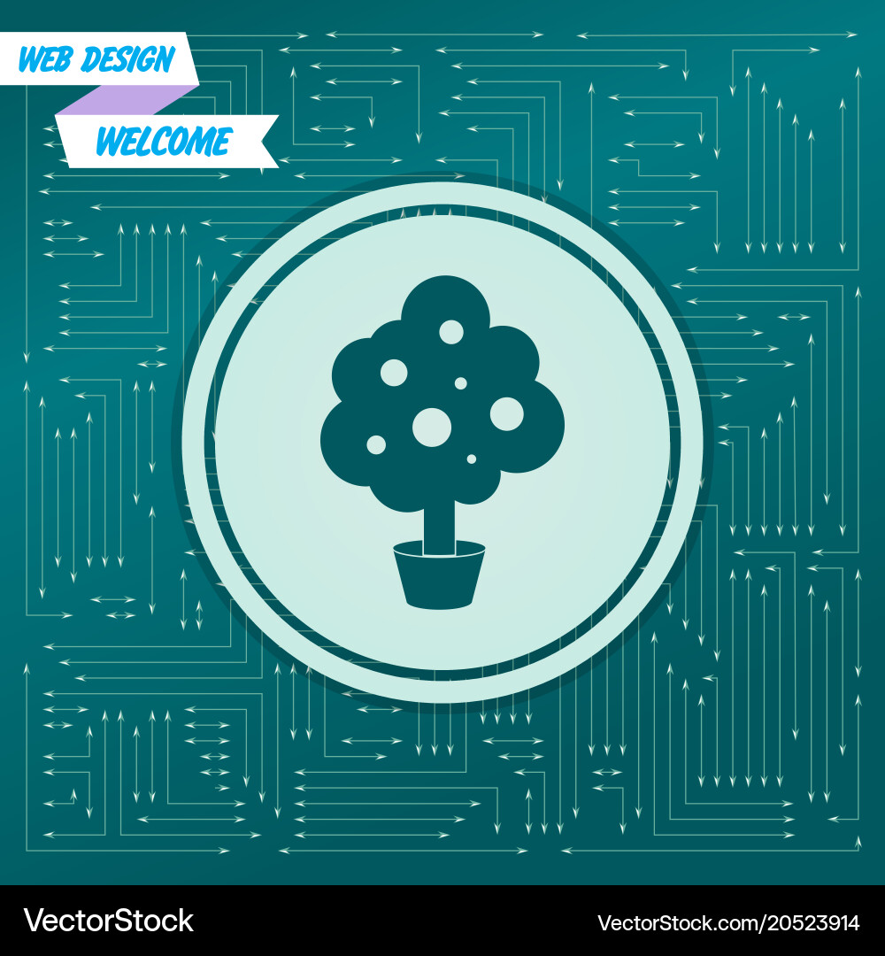 Tree icon on a green background with arrows Vector Image