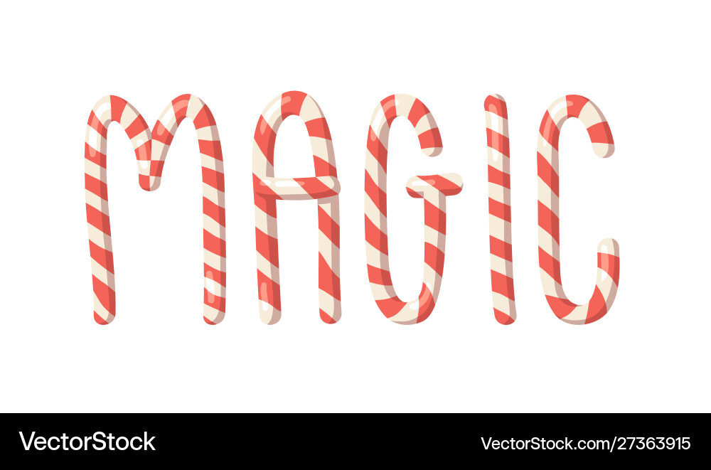 Cartoon christmas candy cane hand drawn font Cartoon christmas candy cane hand drawn font vector image