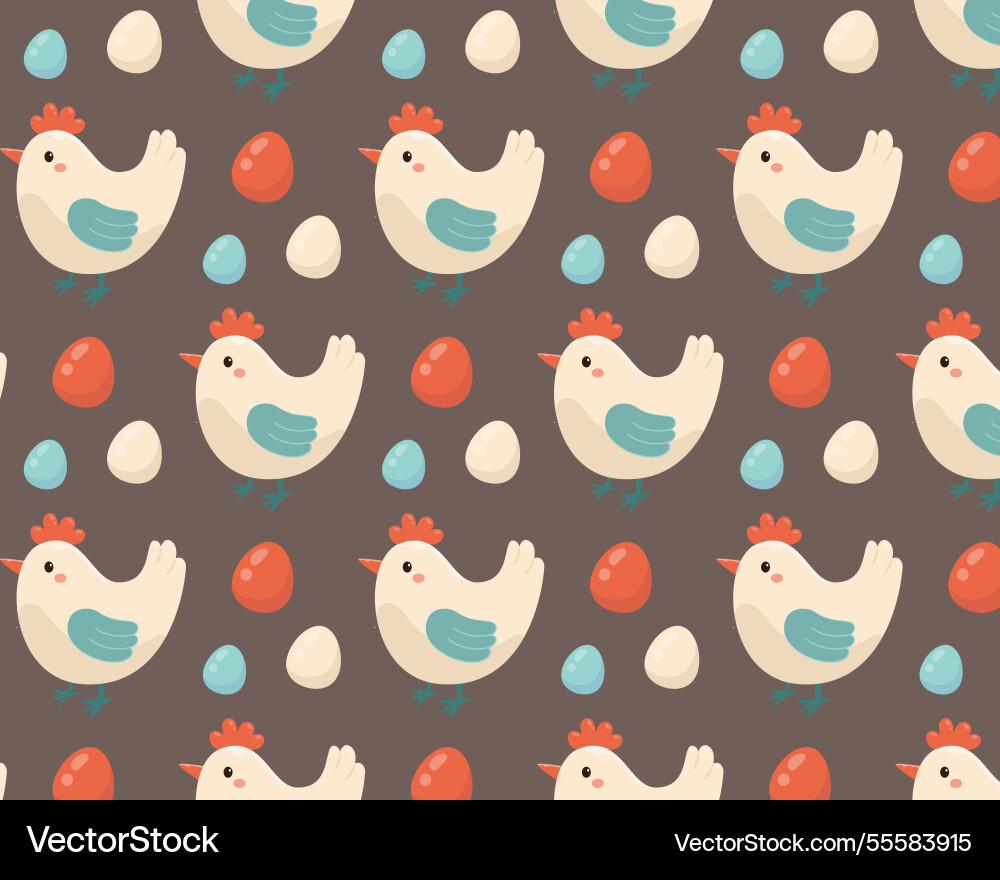Chicken and eggs pattern Vector Image