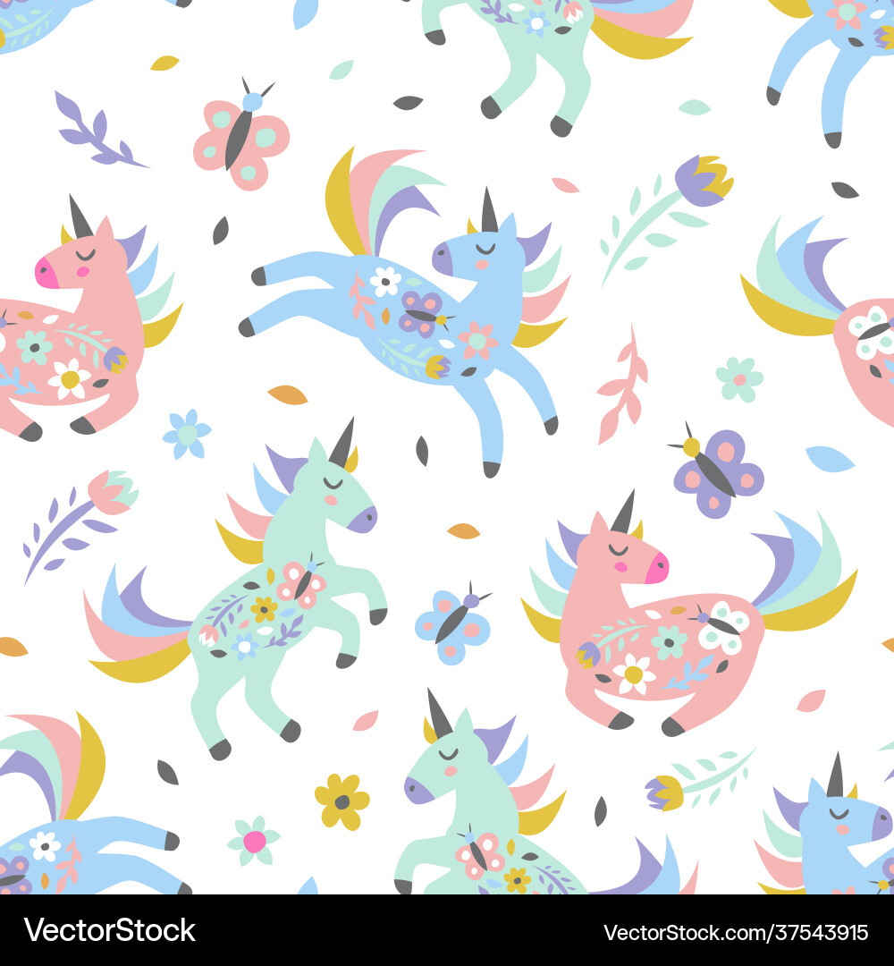 Childish seamless pattern with cute unicorn Childish seamless pattern with cute unicorn vector image