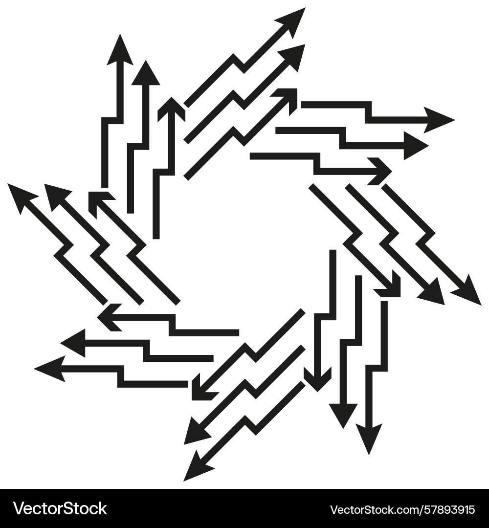 Circular arrow pattern directional flow symbol vector image