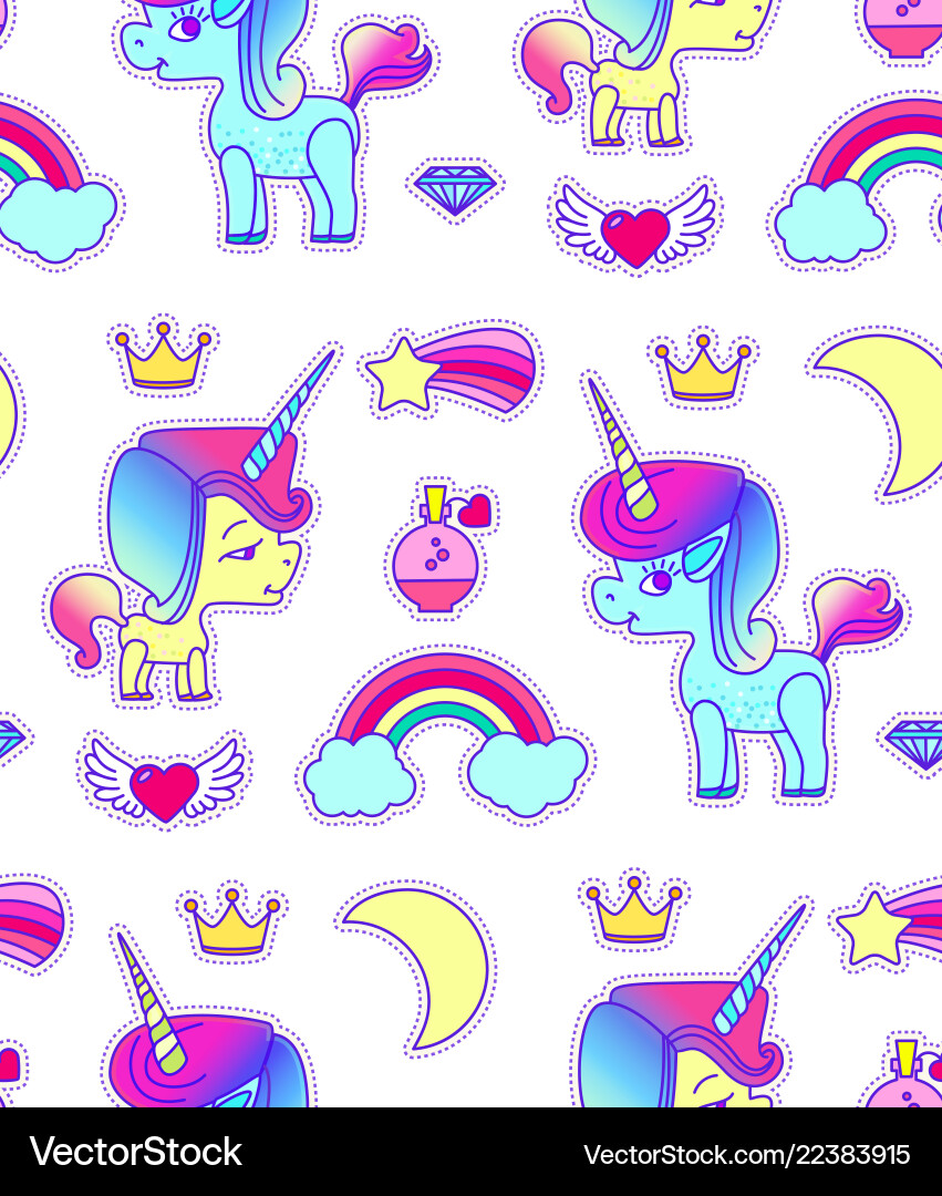 Cute unicorn seamless pattern magic dream kids Cute unicorn seamless pattern magic dream kids vector image