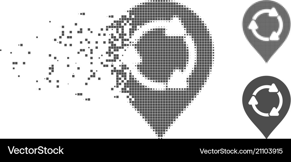 Dispersed pixel halftone rotation map marker icon Dispersed pixel halftone rotation map marker icon vector image