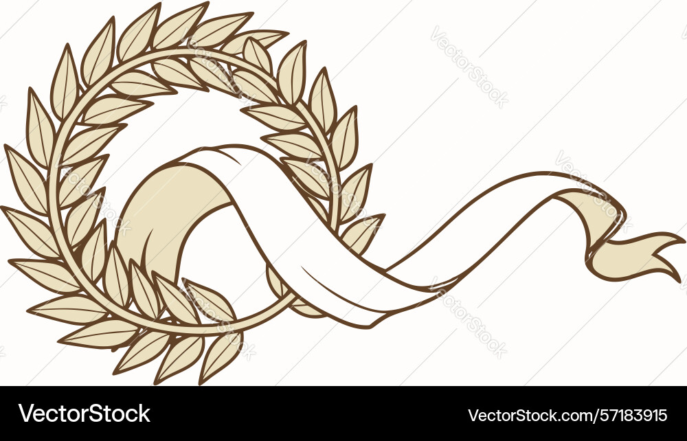Distinguished laurel wreath with blank scroll vector image