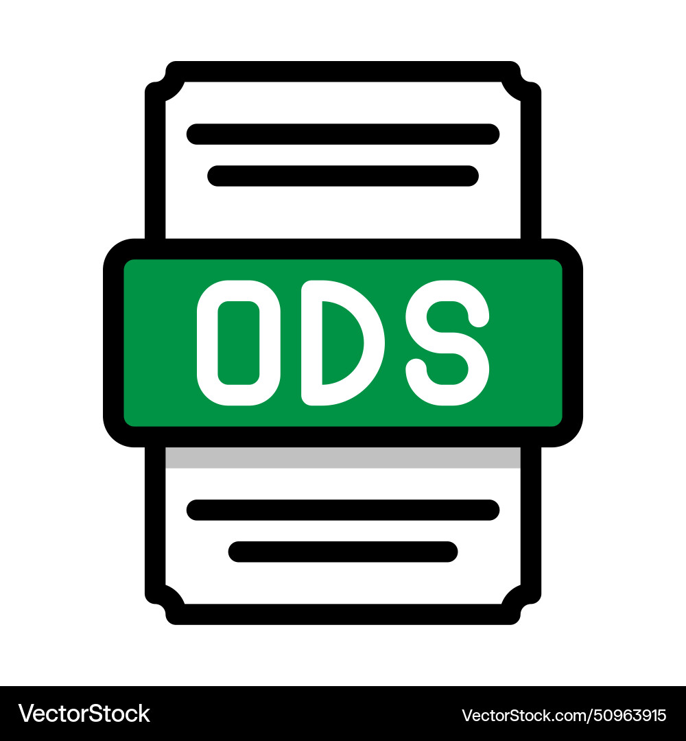 Document file format ods spreadsheet icon Document file format ods spreadsheet icon vector image