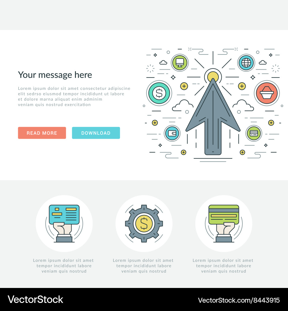 Flat line business concept web site header vector image