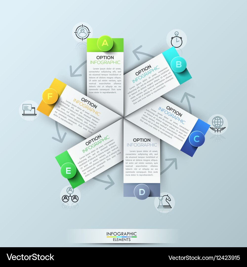 Infographic design template with 6 rectangular Vector Image