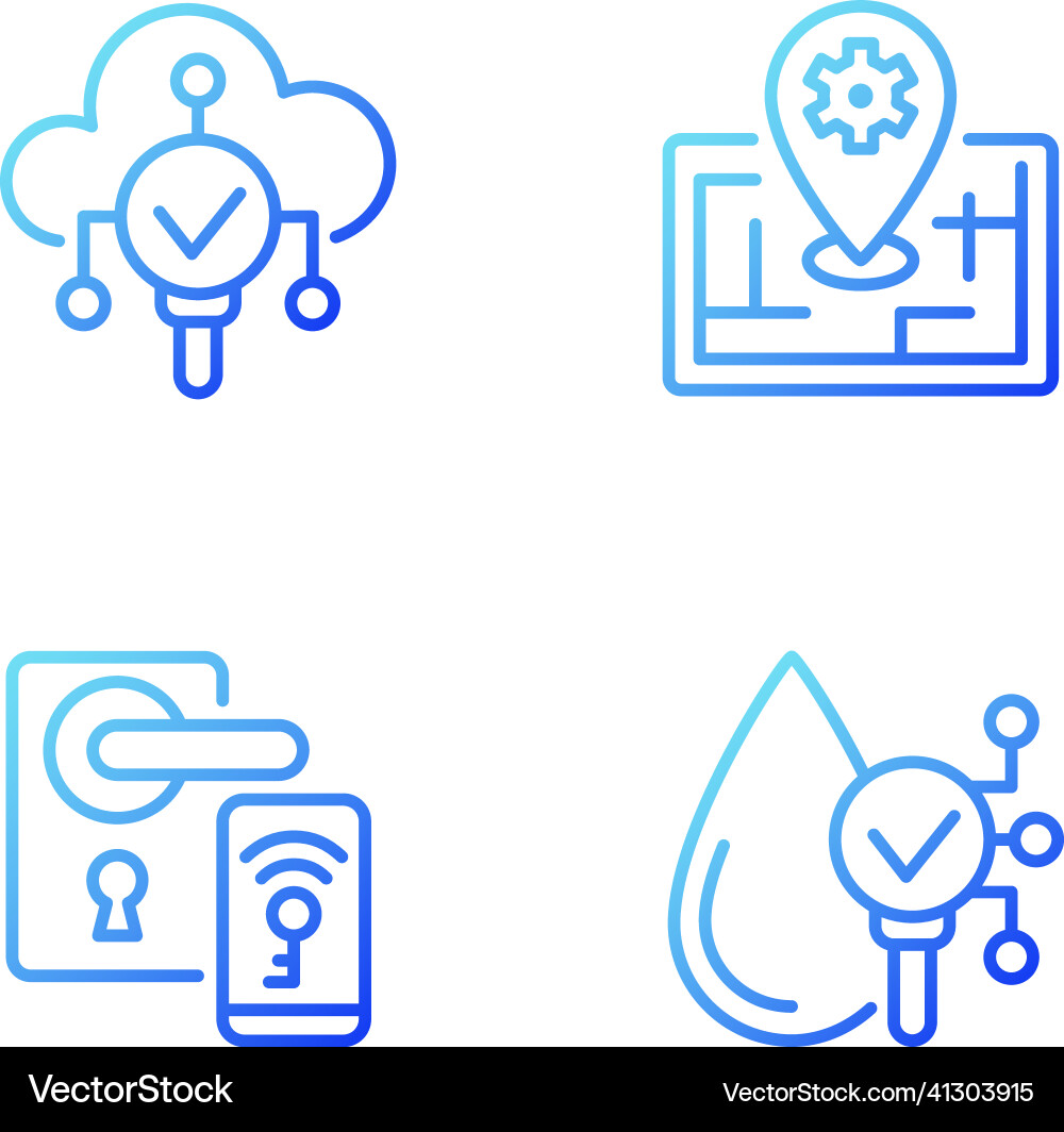 Iot technologies gradient linear icons set Iot technologies gradient linear icons set vector image