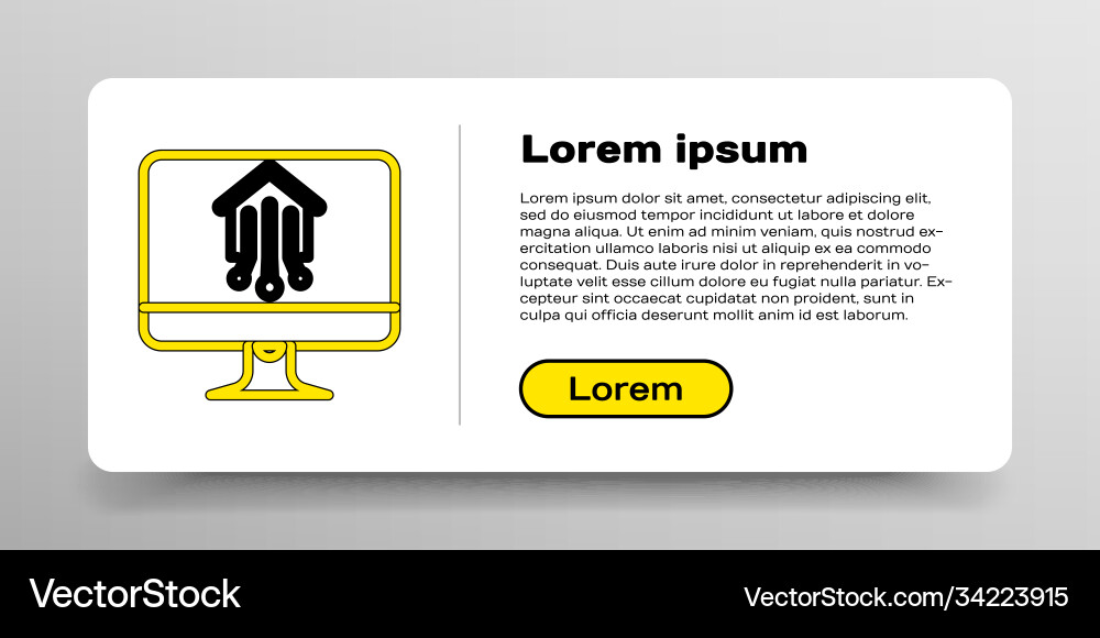 Line computer monitor with smart home icon Line computer monitor with smart home icon Vector Image